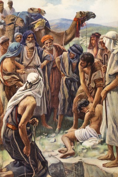 Sprzedaż Józefa (kolorowa litografia) autorstwa Harold Copping