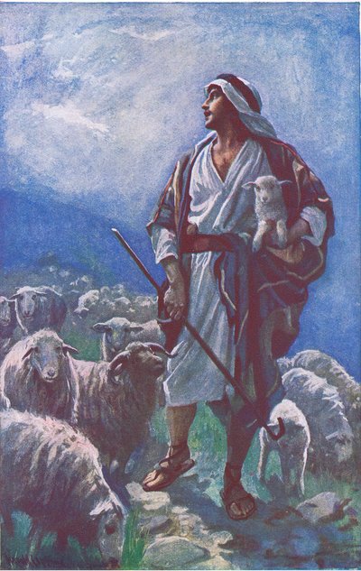 Dobry pasterz, ilustracja z Harold Copping Pictures: The Crown Series, ok. 1920 autorstwa Harold Copping