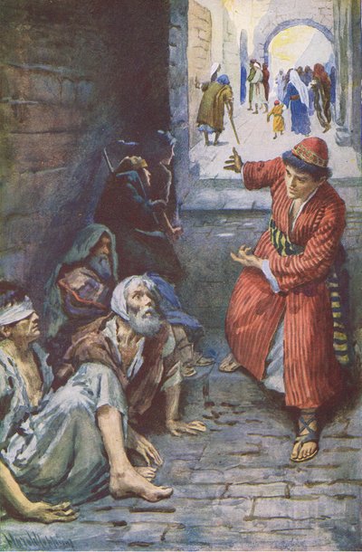 Wielkie zaproszenie, ilustracja z Harold Copping Pictures: The Crown Series, ok. 1920 autorstwa Harold Copping