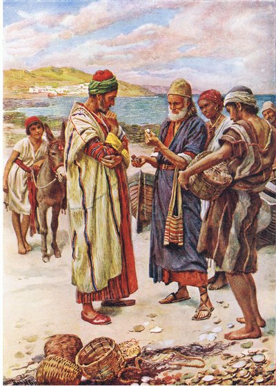 Perła świetnej ceny, ilustracja z Harold Copping Pictures: The Crown Series, ok. 1920 autorstwa Harold Copping