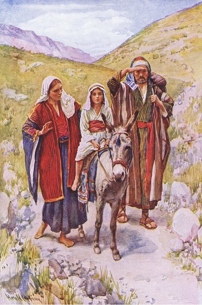 Powrót z Egiptu, ilustracja z Harold Copping Pictures: The Crown Series, ok. 1920 autorstwa Harold Copping