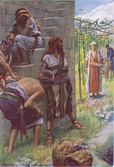 Źli rolnicy, ilustracja z Harold Copping Pictures: The Crown Series, ok. 1920 r. autorstwa Harold Copping