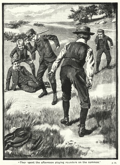 „Spędzili popołudnie grając w rundach na błoniach” (grafika) autorstwa Harold Copping