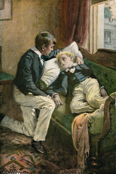 Tom objął ramieniem głowę Artura autorstwa Harold Copping