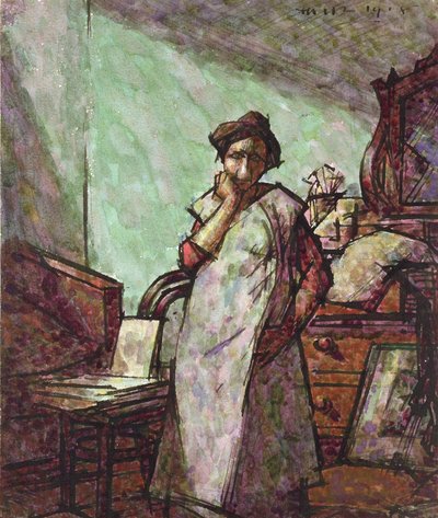 Wnętrze z panią Mounter w kombinezonie, 1 grudnia 1918 r. autorstwa Harold Gilman