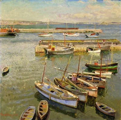 Łodzie, Port Newlyn autorstwa Harold Harvey