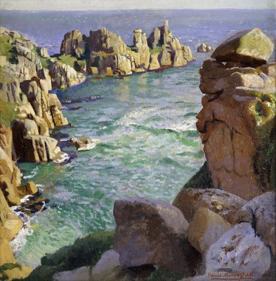 Logans Rock, plaża Porthcurno, Kornwalia autorstwa Harold Harvey