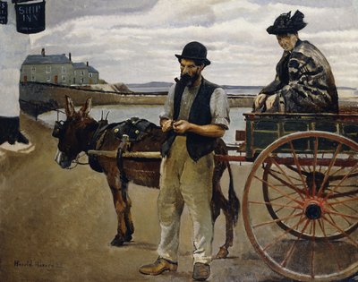 Mężczyzna z kobietą w wózku autorstwa Harold Harvey