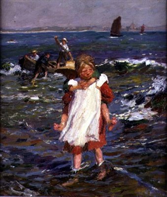 Brodząc na brzeg autorstwa Harold Harvey