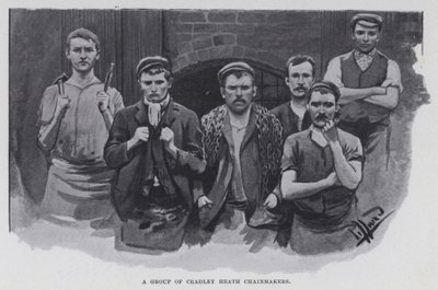 Grupa Cradley Heath Chainmakers (zdjęcie czarno-białe) autorstwa Harold Hume Piffard