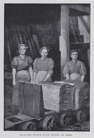 Niebieskie łóżko kobiety z ciężarówkami z ołowiu (zdjęcie czarno-białe) autorstwa Harold Hume Piffard