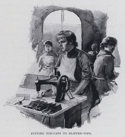 Dopasowywanie nosków do kapci (zdjęcie czarno-białe) autorstwa Harold Hume Piffard