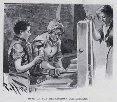 Niektórzy z Bromsgrove Nailmaker (zdjęcie czarno-białe) autorstwa Harold Hume Piffard