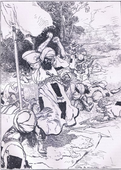 Śmierć Khalifa, ilustracja z Cassells History of England, 1900 autorstwa Harold Robert Millar
