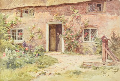 Róże wokół drzwi domku, Wilmington (akwarela) autorstwa Harold Swanwick