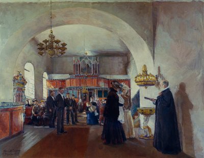 Chrzciny w kościele Stange autorstwa Harriet Backer