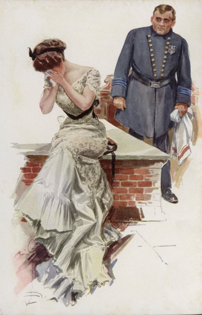 Ilustracja do Mary Roberts Rinehart „Kiedy mężczyzna się żeni” (kolor lito) autorstwa Harrison Fisher