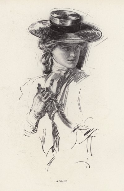 Portret kobiety w kapeluszu (lito) autorstwa Harrison Fisher