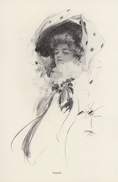 Portret kobiety o imieniu Augusta (lito) autorstwa Harrison Fisher