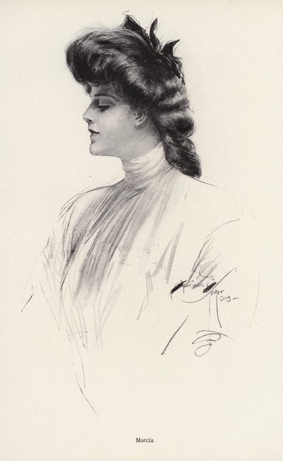 Portret kobiety o imieniu Marcia (lito) autorstwa Harrison Fisher