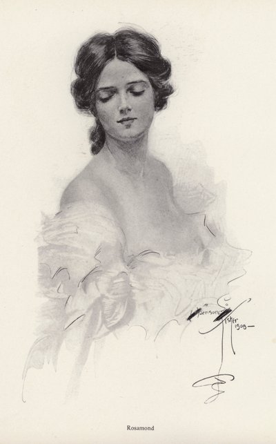 Portret kobiety o imieniu Rosamond (lito) autorstwa Harrison Fisher