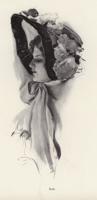Portret kobiety o imieniu Ruth (lito) autorstwa Harrison Fisher