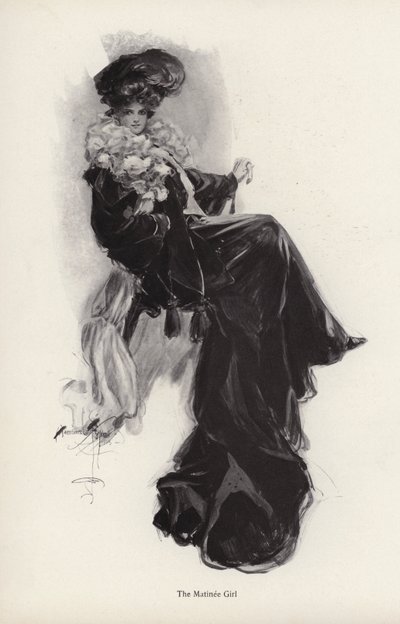 Portret młodej kobiety w długim płaszczu i sukni (lito) autorstwa Harrison Fisher