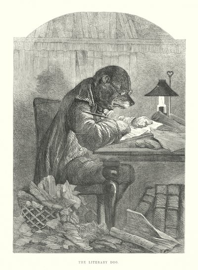 Zabawne psy: Pies literacki (grawerunek) autorstwa Harrison William Weir