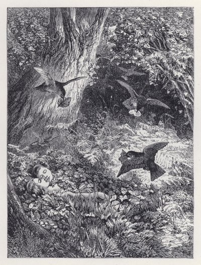 Dzieci w lesie (grawerunek) autorstwa Harrison William Weir