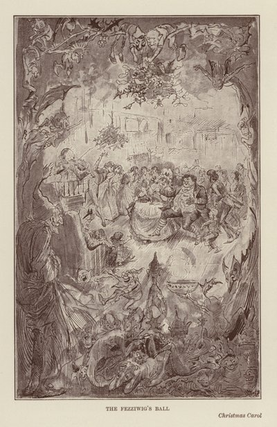 Świąteczne książki Charlesa Dickensa: Opowieść wigilijna (litho) autorstwa Harry (after) Furniss