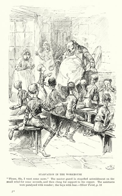 Ilustracja do Olivera Twista autorstwa Charlesa Dickensa (litografia) autorstwa Harry (after) Furniss