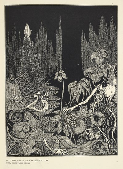 „Ale na rozległej, nieograniczonej pustyni nie było głosu”. Ilustracja do filmu „Cisza – bajka”. autorstwa Harry Clarke