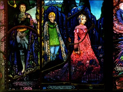 Fragment Okna Genewskiego przedstawiający Marzyciele Lennoxa Robinsona (1886-1958) i hrabinę Cathleen W.B. Yeats (1865-1939) autorstwa Harry Clarke