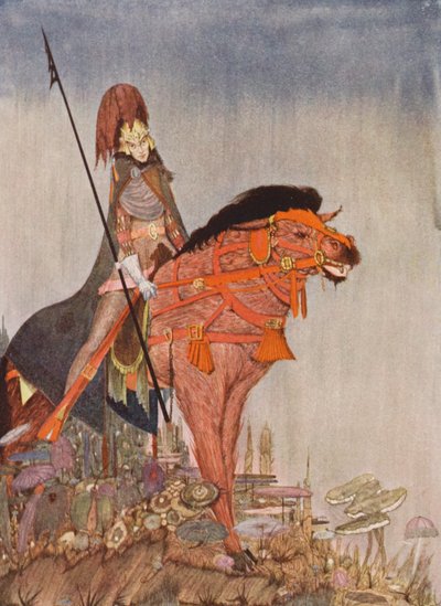 Edgar Allan Poe: Metzengerstein (kolorowa litografia) autorstwa Harry Clarke