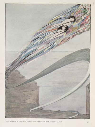 „Narodziłem się z tysiąca burz i szary od ulewnych deszczy”. Z nagłówka rozdziału: „Wszystko jest duchem i częścią mnie”. autorstwa Harry Clarke