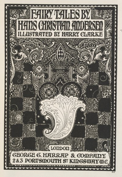 Ilustrowana strona tytułowa z symbolami i kwadratami. autorstwa Harry Clarke