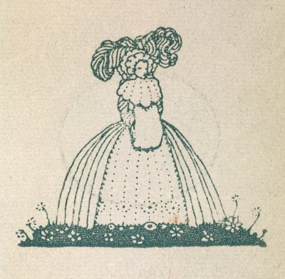 Ilustracja przedstawiająca kobietę ubraną w dużą sukienkę. autorstwa Harry Clarke