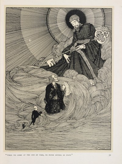 Skrzypek z Dooney. „Kiedy przyjdziemy na koniec czasów,   do Piotra siedzącego w stanie” autorstwa Harry Clarke