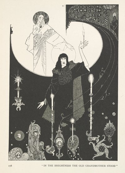 Dziewczynka z zapałkami. W jasności stała stara babcia. autorstwa Harry Clarke