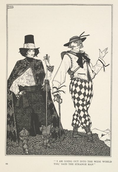 Towarzysz podróży „Ja też wyruszam w szeroki świat” – powiedział dziwny człowiek. autorstwa Harry Clarke