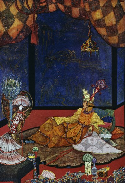 Słowik, bajka Hansa Christiana Andersena (1805-1875), ilustracja Harry Clarke (1890-1931) autorstwa Harry Clarke