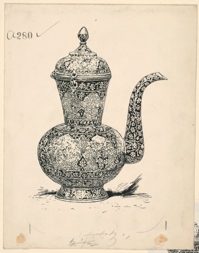 Ewer z litego srebra wyprodukowany w Ispahan autorstwa Harry Fenn