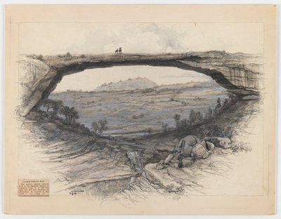 Tęczowy Most (wash, grafit i węgiel na papierze) autorstwa Harry Fenn
