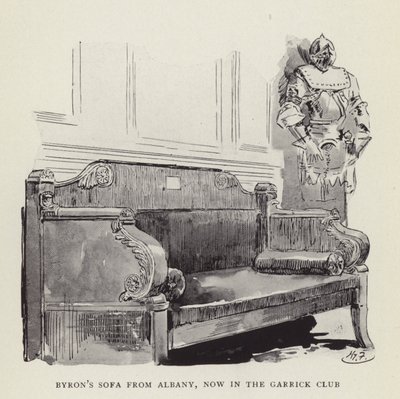 Sofa Byrons z Albany, teraz w Garrick Club autorstwa Harry Furniss