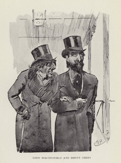 Lord Beaconsfield i Monty Corry autorstwa Harry Furniss