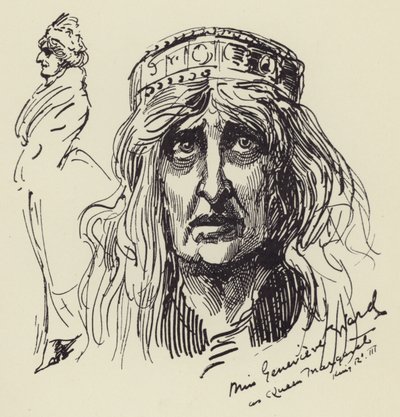 Panna Genevieve Ward jako królowa Małgorzata autorstwa Harry Furniss