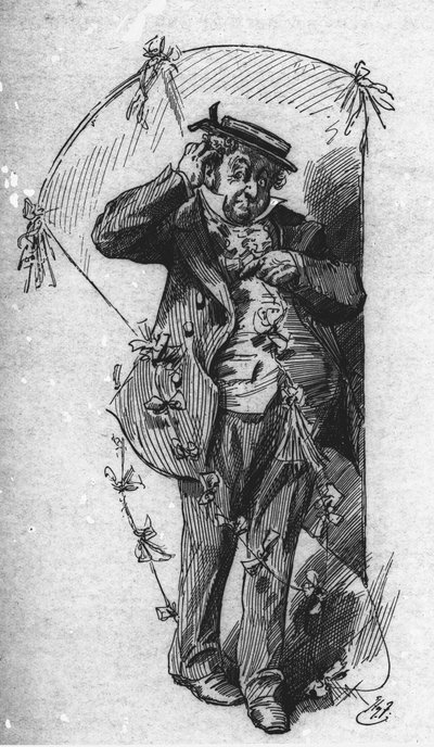 Pan Dick ze swoim latawcem, z „David Copperfield”, autorstwa Charlesa Dickensa autorstwa Harry Furniss