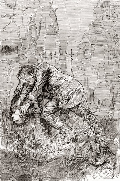 Walka Pipa z uciekinierem. " autorstwa Harry Furniss