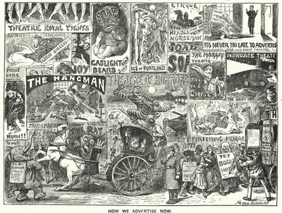 Punch cartoon: Jak się teraz reklamujemy (grawerowanie) autorstwa Harry Furniss