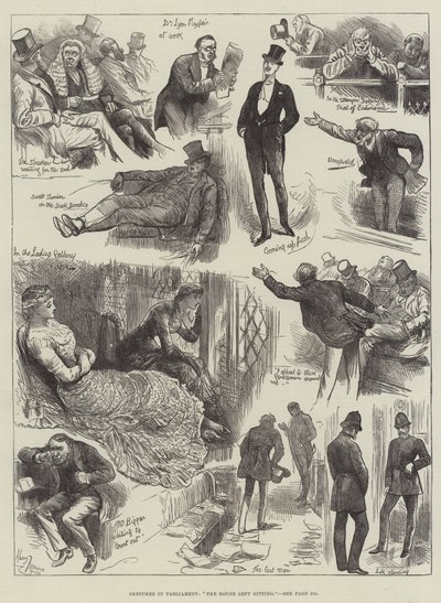 Szkice w Parlamencie, Izba po lewej stronie autorstwa Harry Furniss